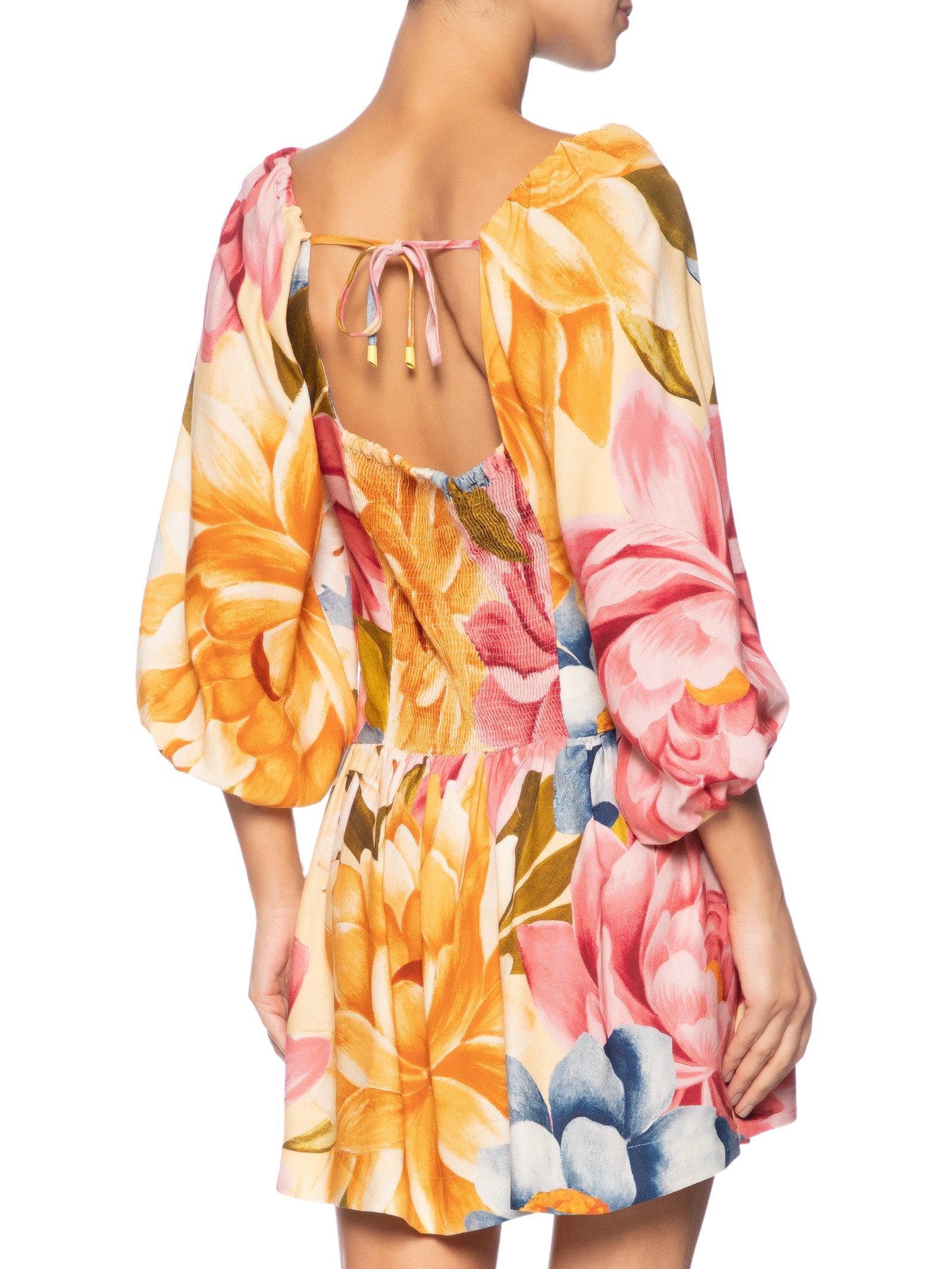 Vestido Curto Floral Rebeca Amarelo Farm