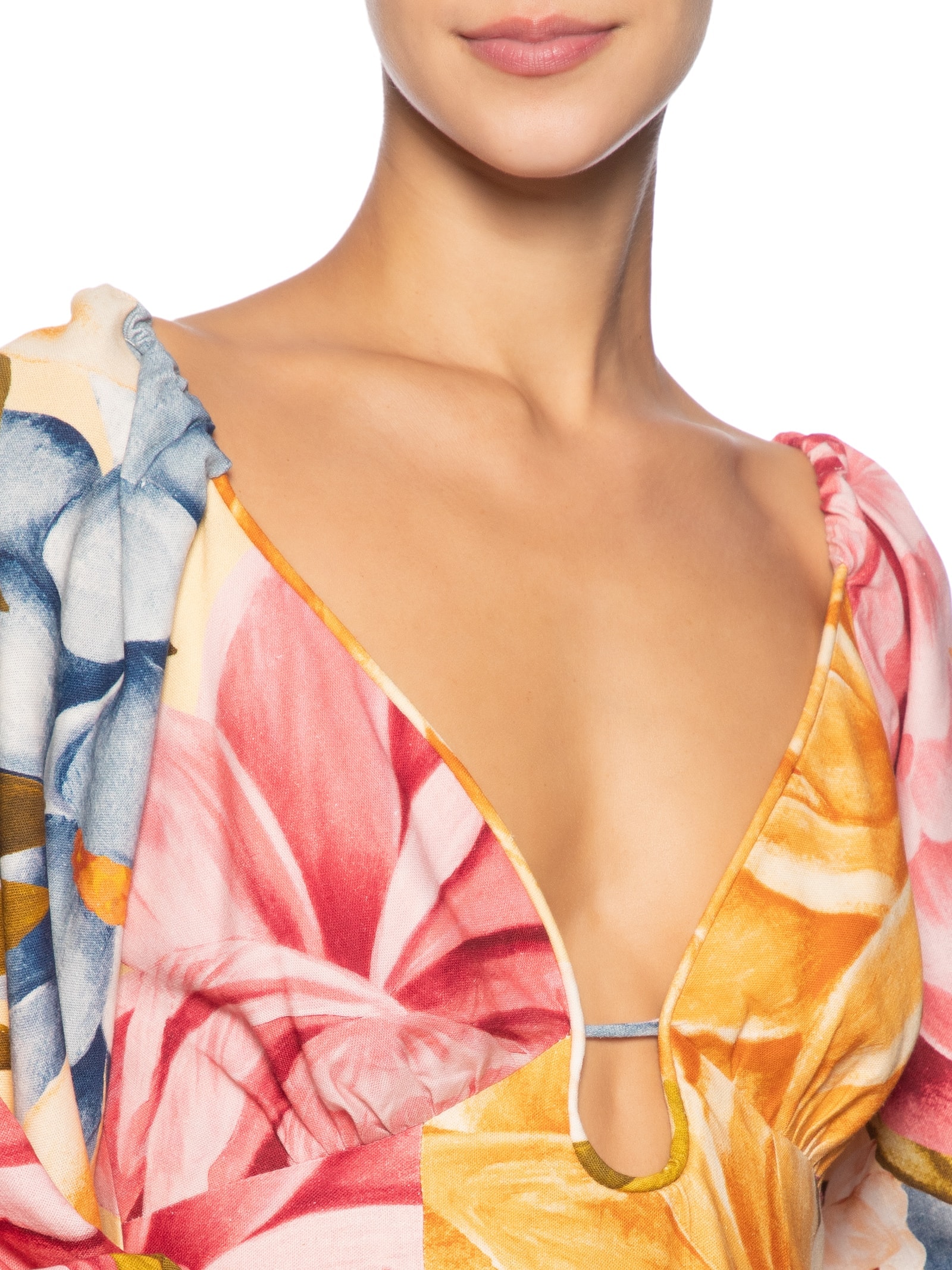 Vestido Curto Floral Rebeca Amarelo Farm