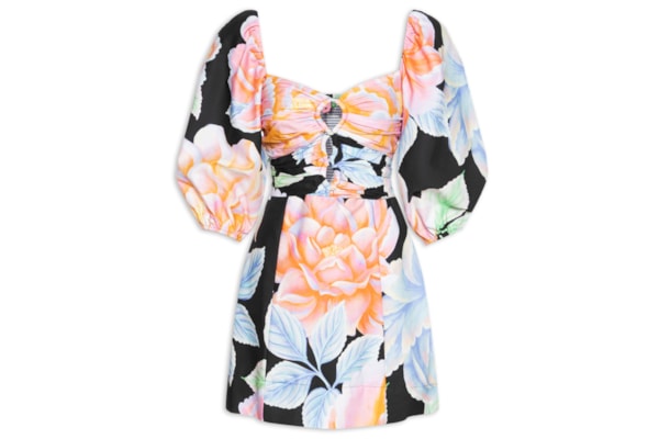 Vestido Curto Floral Sofia - Preto