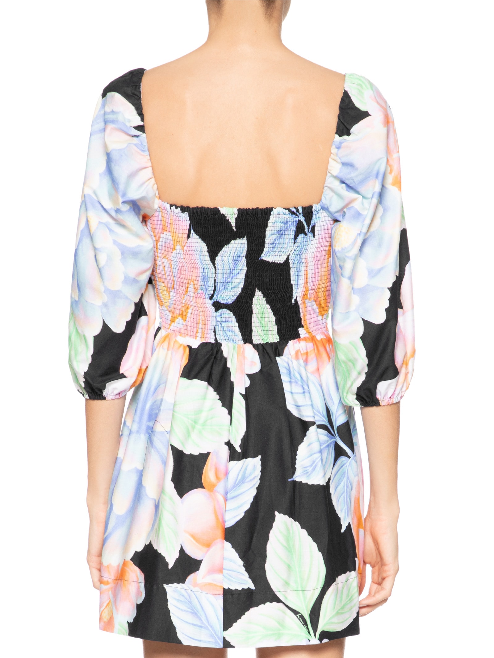 Vestido Curto Floral Sofia Preto Farm