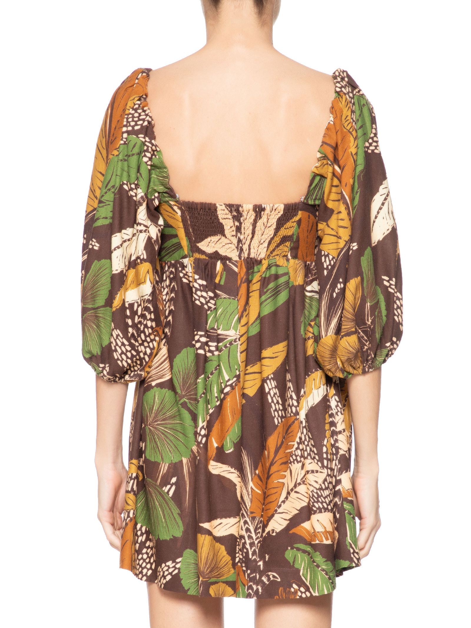 Vestido Curto Floresta Sketch Marrom  Farm