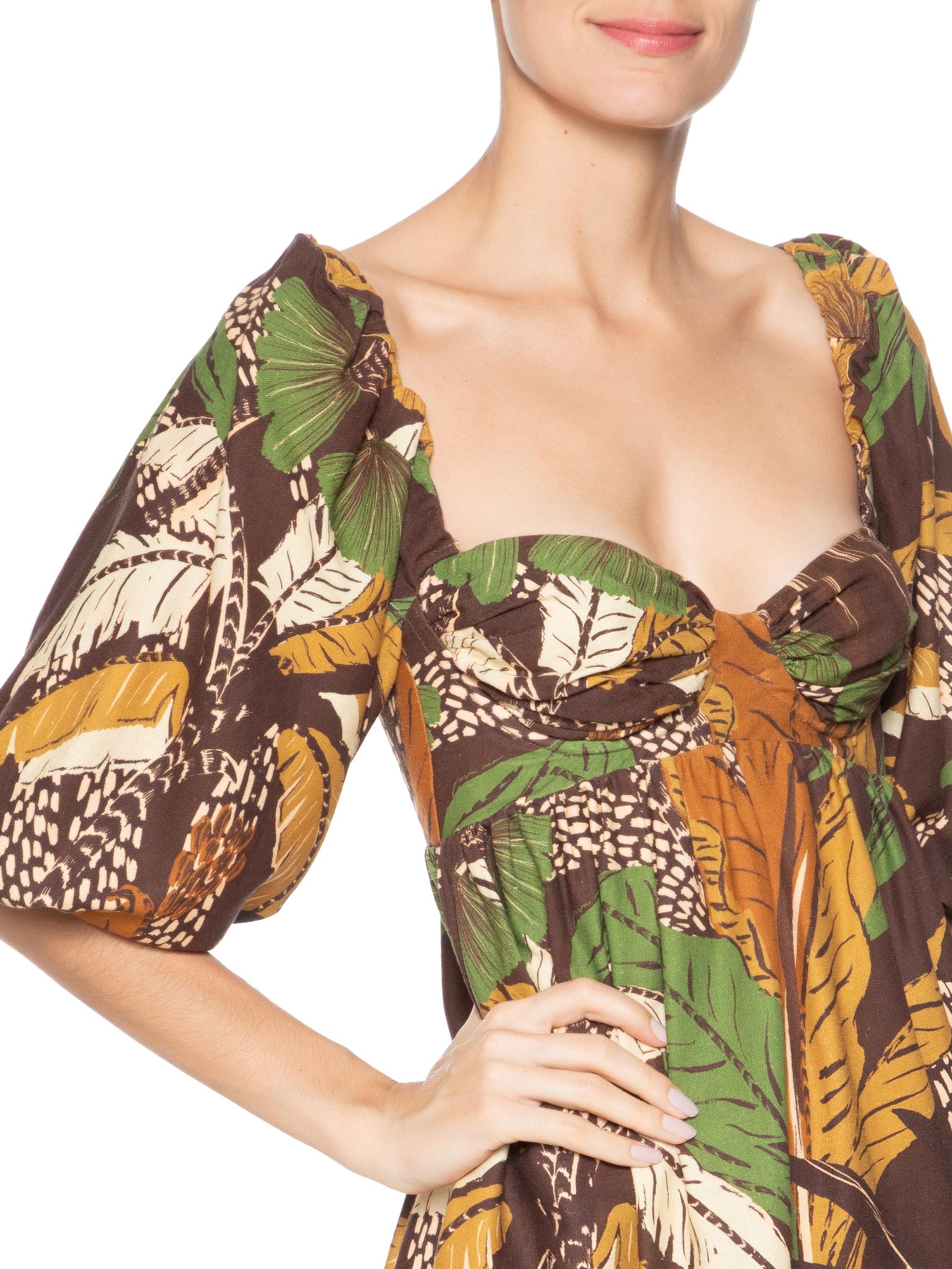 Vestido Curto Floresta Sketch Marrom  Farm