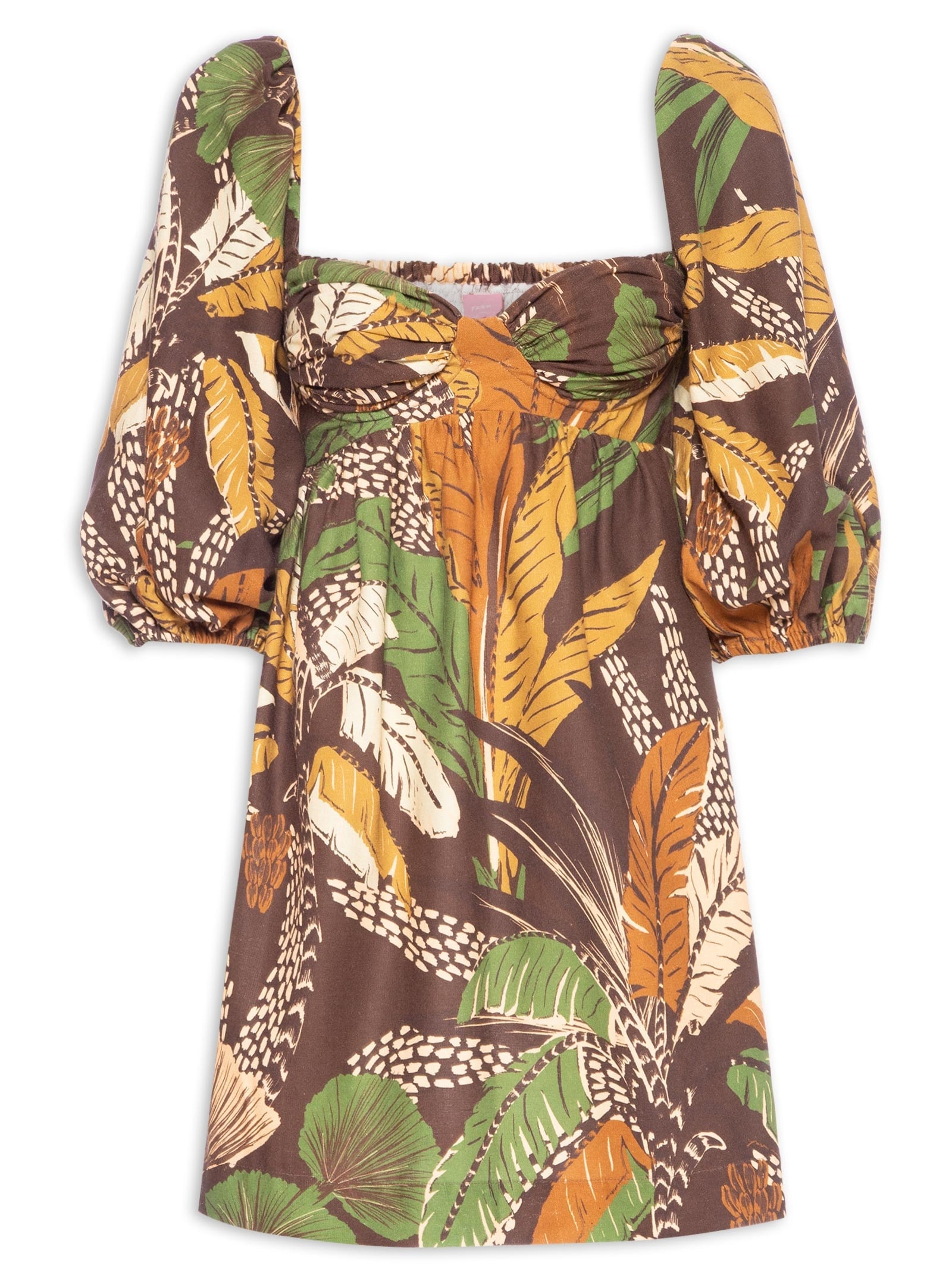 Vestido Curto Floresta Sketch Marrom  Farm