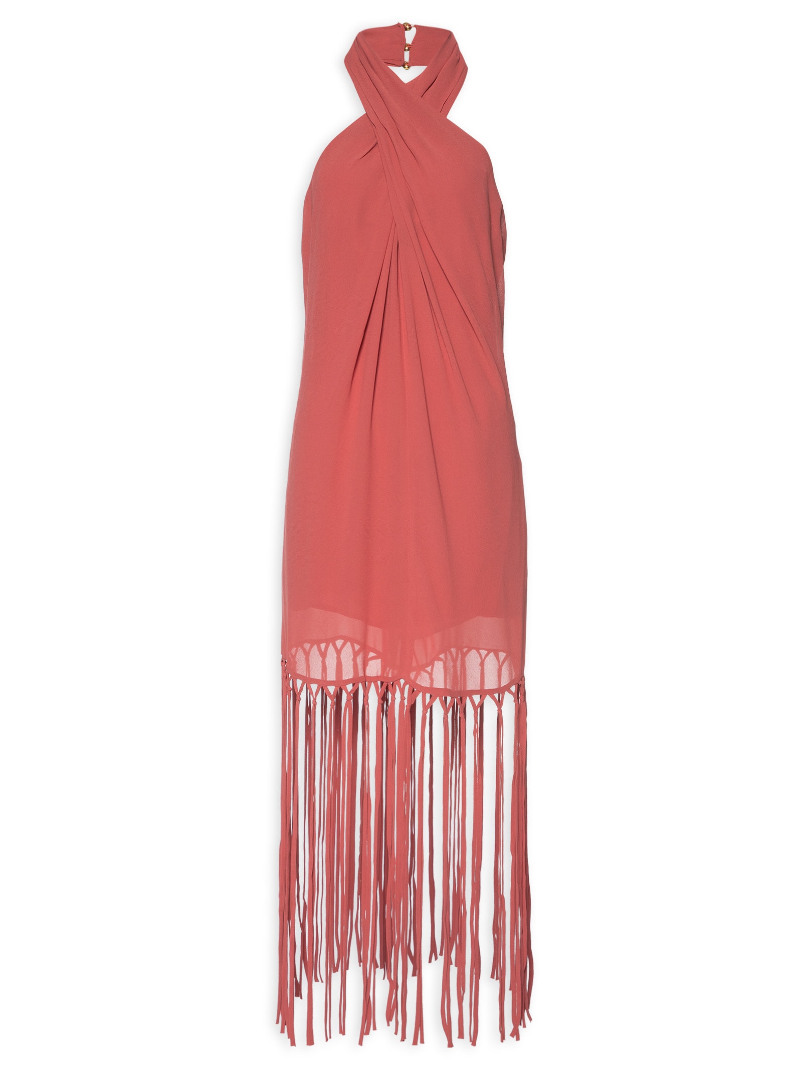 Vestido Curto Franjas Rosa Animale