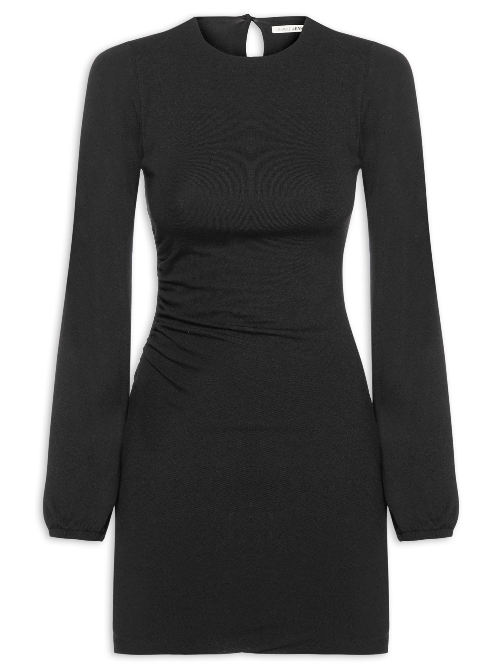 Vestido Curto Franzido Lateral Preto Animale Jeans