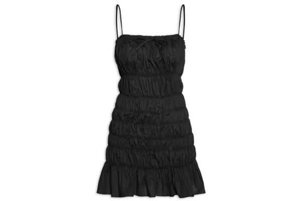 Vestido Curto Franzido - Preto
