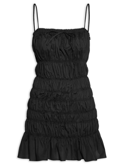 Vestido Curto Franzido – Preto