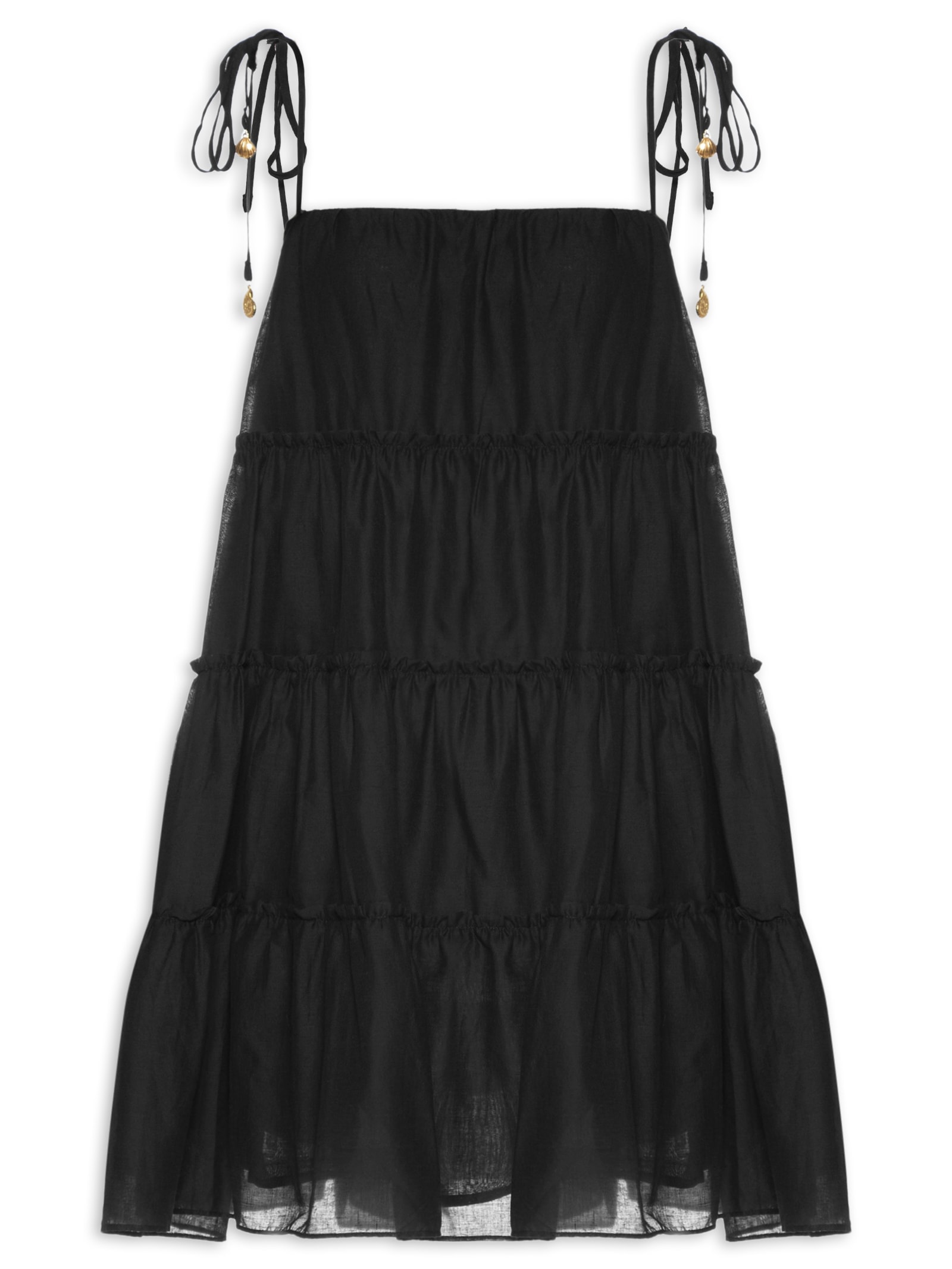 Vestido Curto Franzido Preto Farm