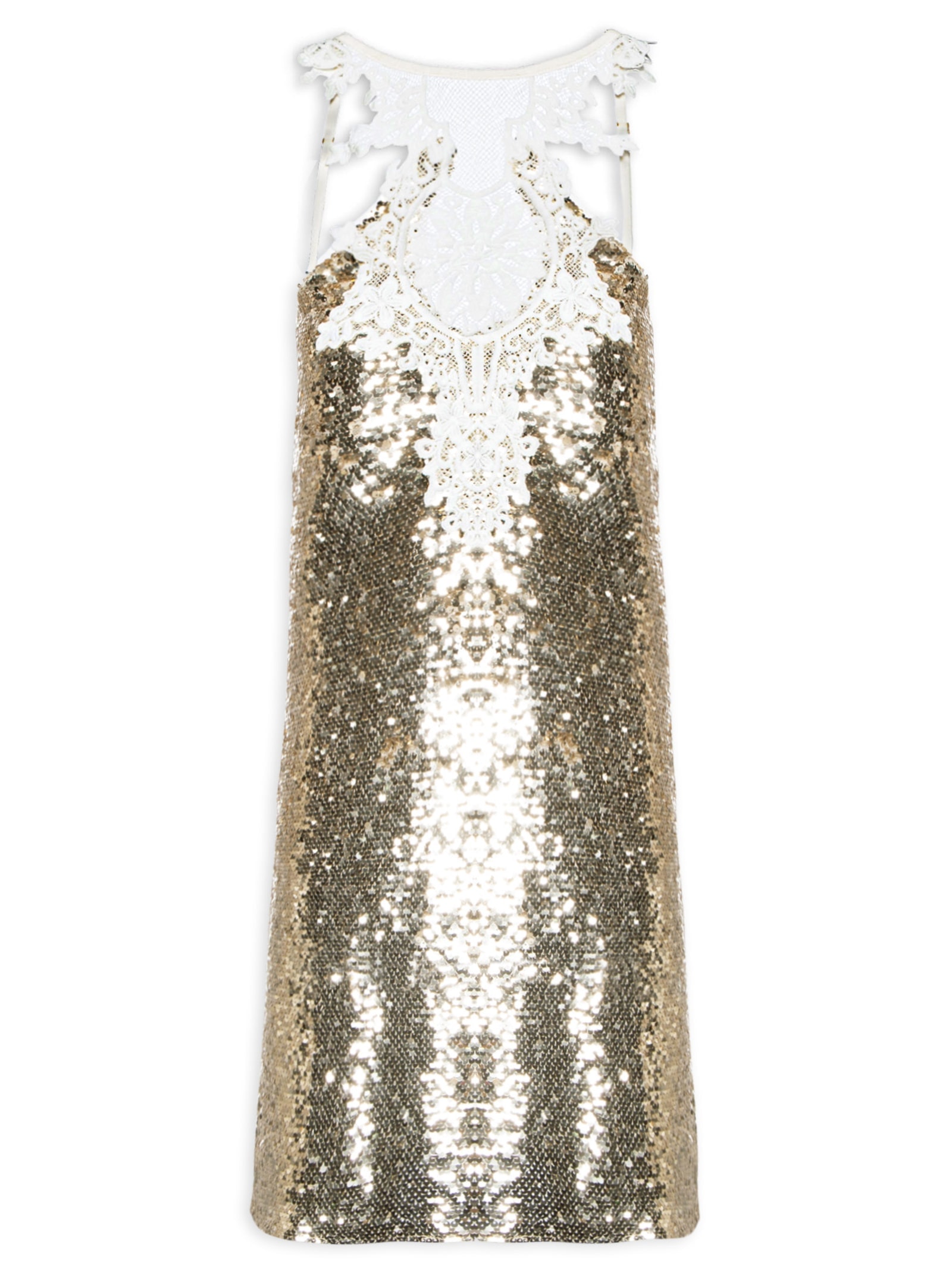 Vestido Curto Frente Única Dourado Lança Perfume