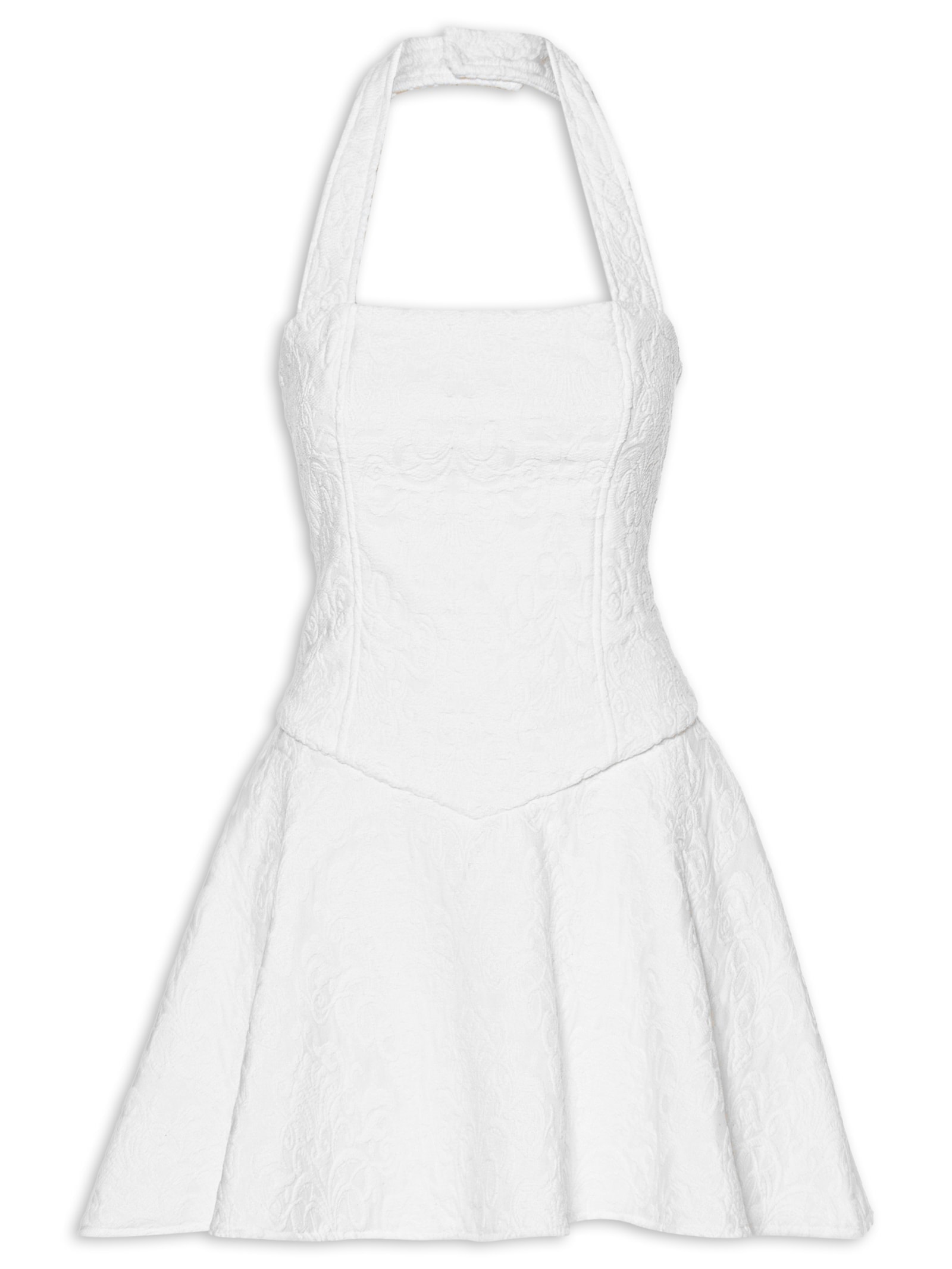 Vestido Curto Frente Única Em Jacquard Branco '2Essential