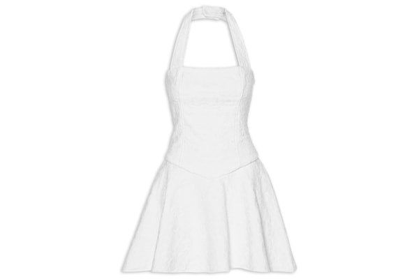Vestido Curto Frente Única Em Jacquard - Branco