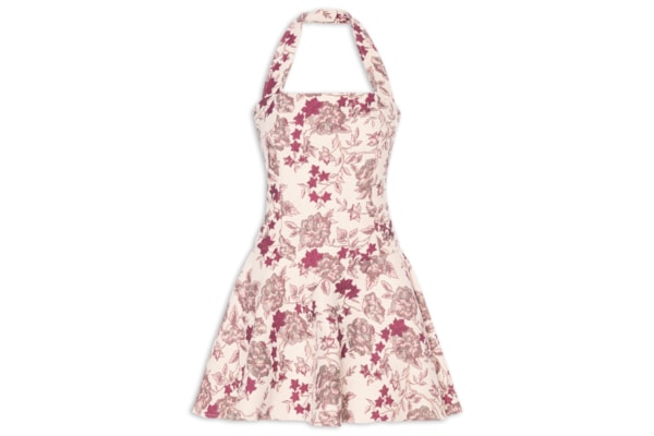 Vestido Curto Frente Única Em Jacquard - Rosa