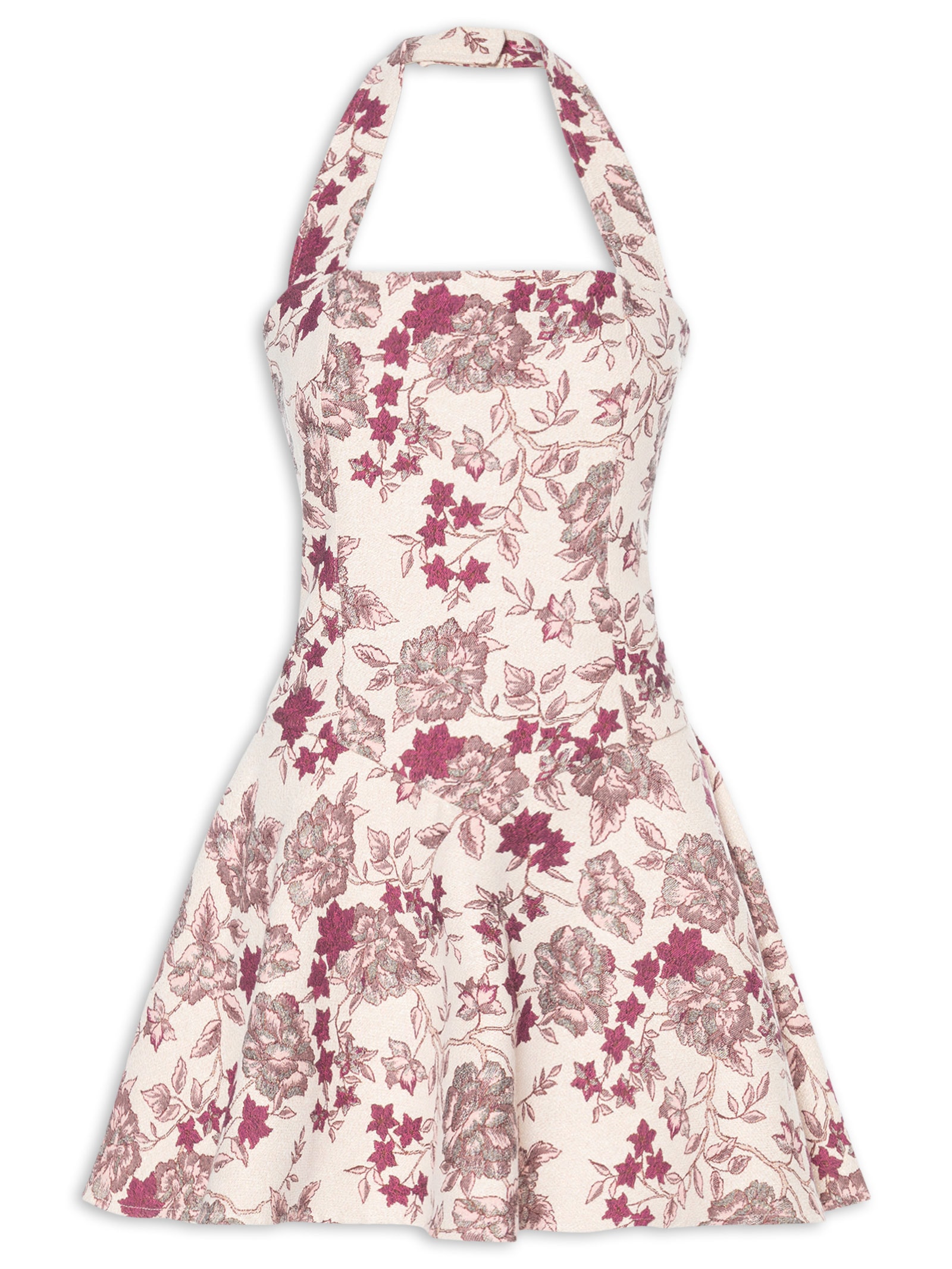 Vestido Curto Frente Única Em Jacquard Rosa '2Essential