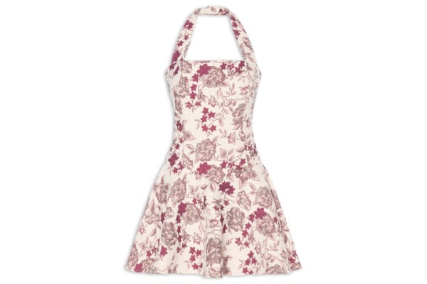 Vestido Curto Frente Única Em Jacquard - Rosa