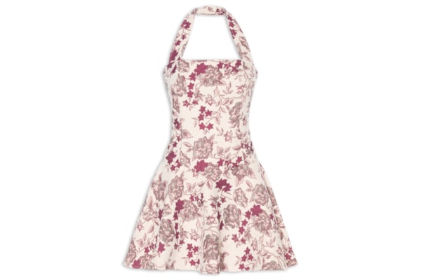 Vestido Curto Frente Única Em Jacquard - Rosa