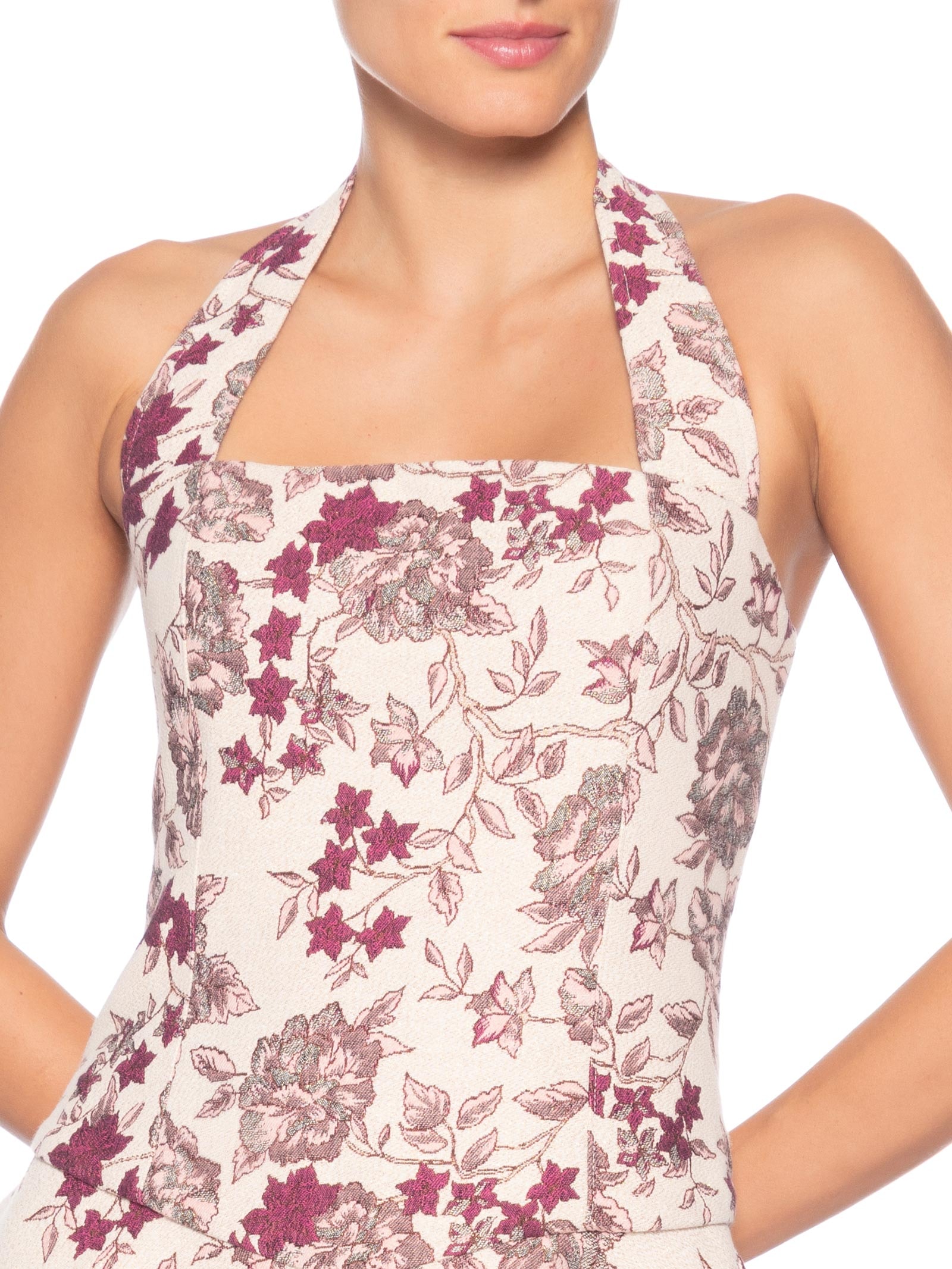 Vestido Curto Frente Única Em Jacquard Rosa '2Essential