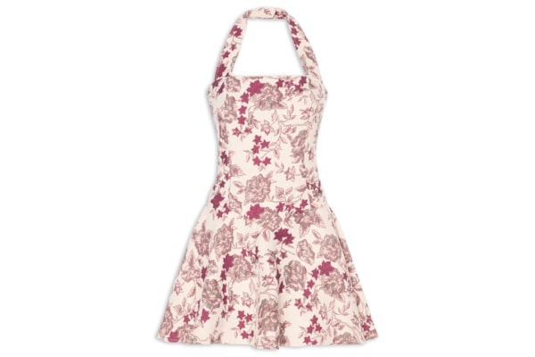Vestido Curto Frente Única Em Jacquard - Rosa