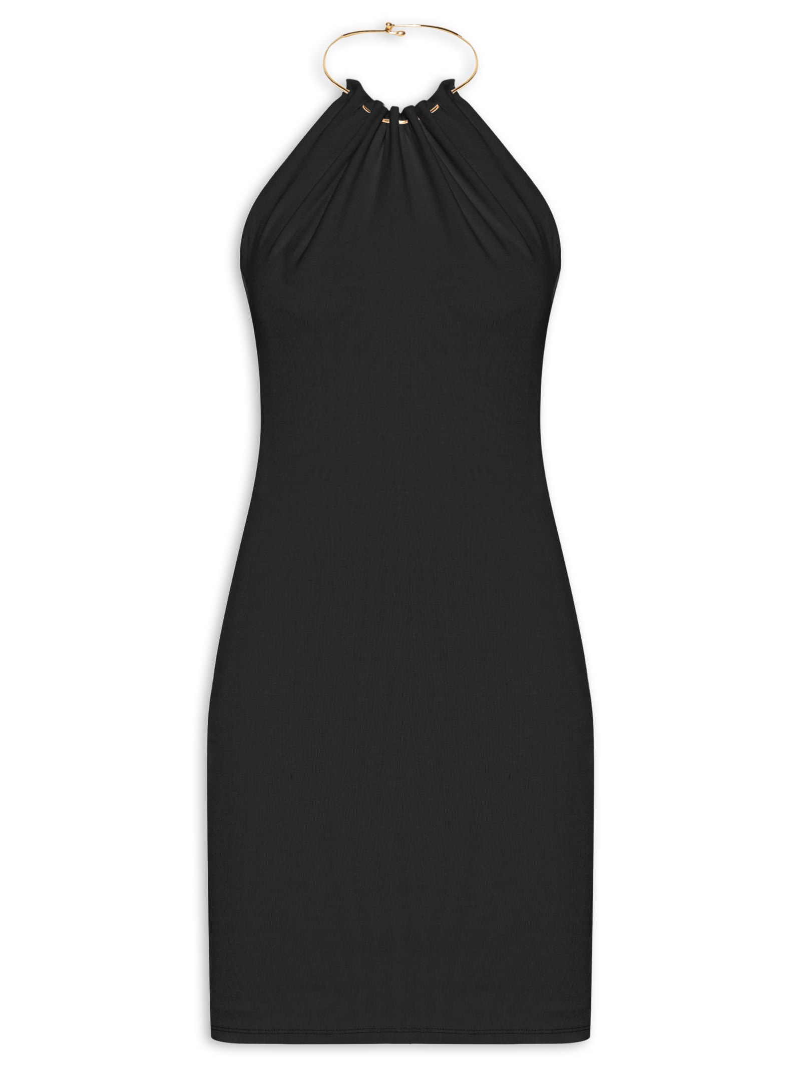 Vestido Curto Frente Única Malha Pesada Preto Lança Perfume