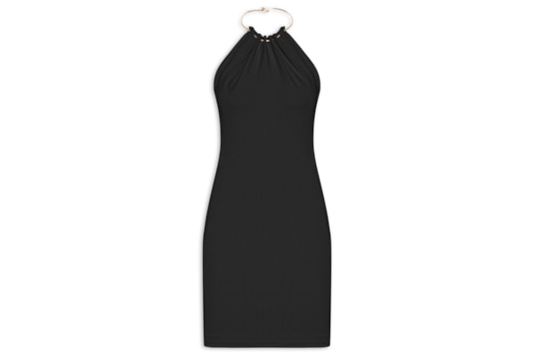 Vestido Curto Frente Única Malha Pesada - Preto