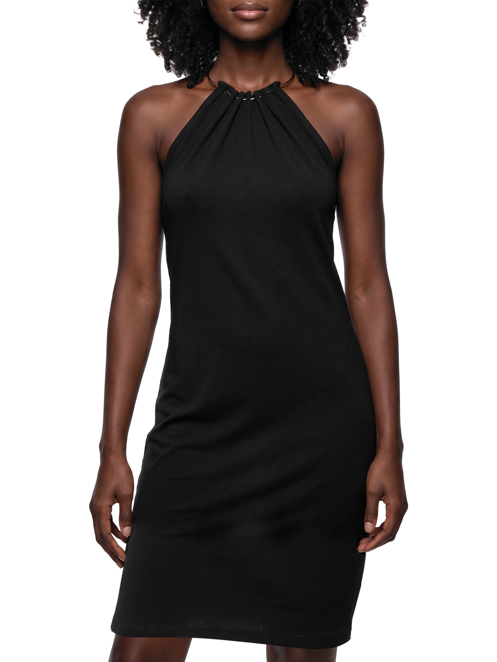 Vestido Curto Frente Única Malha Pesada Preto Lança Perfume