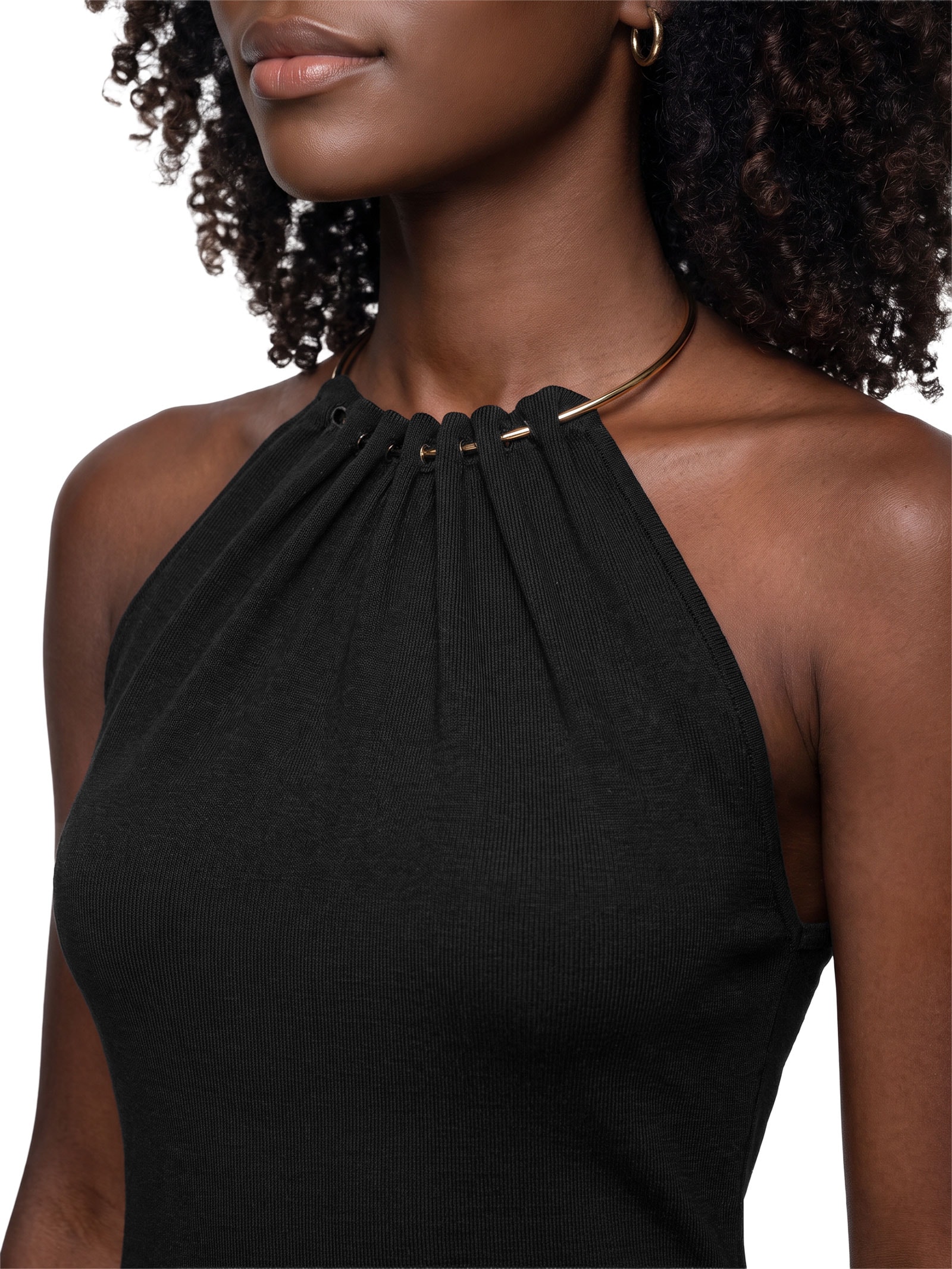 Vestido Curto Frente Única Malha Pesada Preto Lança Perfume