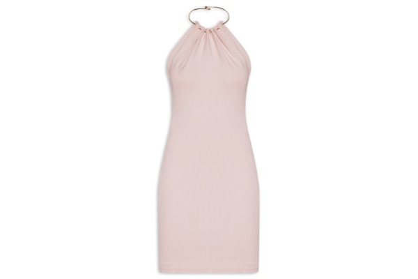 Vestido Curto Frente Única Malha Pesada - Rosa