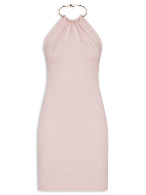 Vestido Curto Frente Única Malha Pesada - Rosa