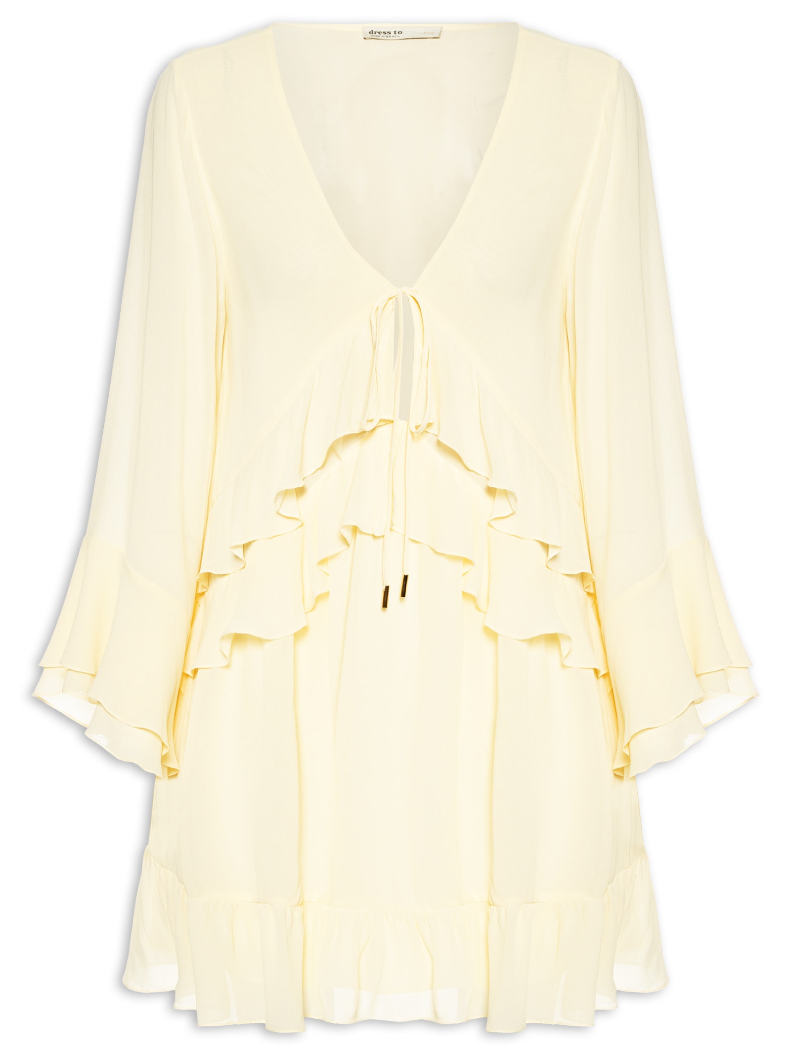 Vestido Curto GGT Babados Amarelo Dress To