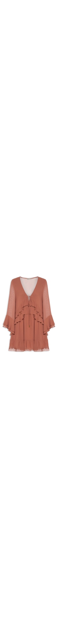 Vestido Curto GGT Babados - Marrom