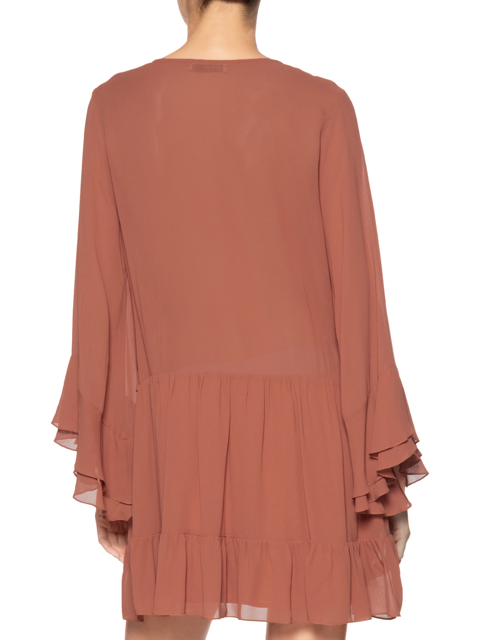 Vestido Curto GGT Babados Marrom Dress To