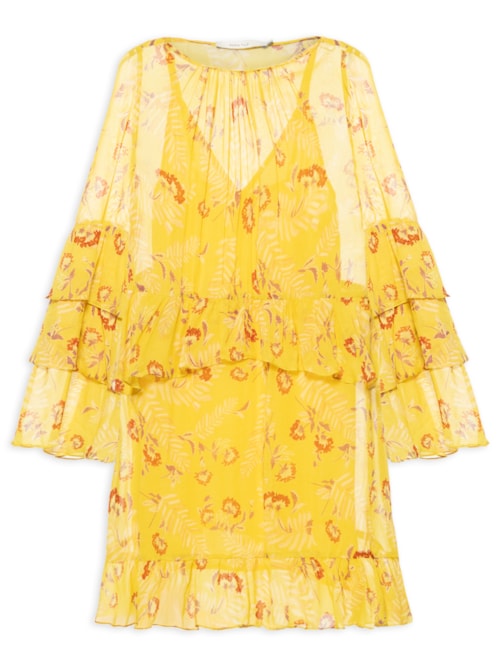 Vestido Curto GGT Estampa Daisy – Amarelo