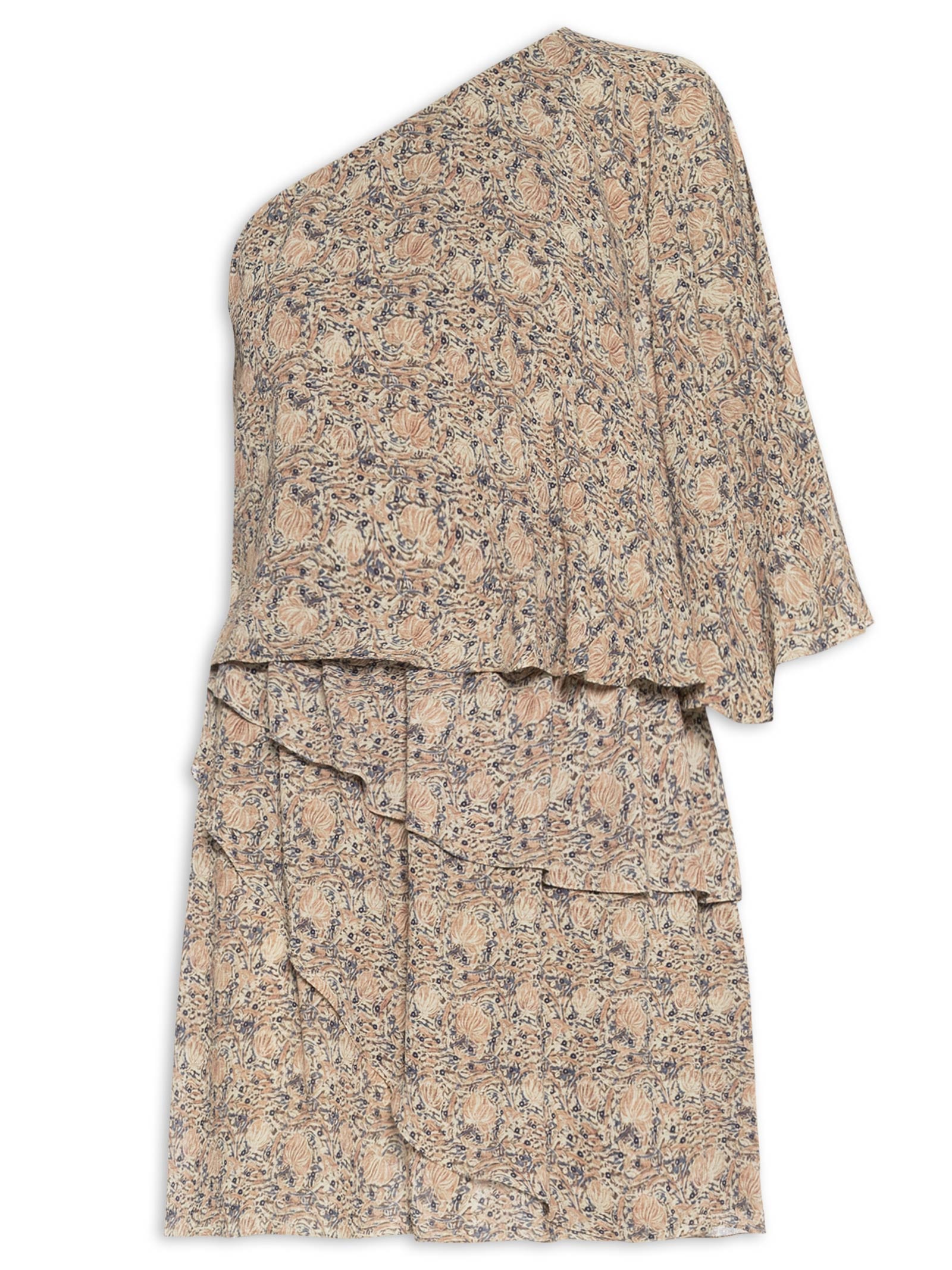 Vestido Curto Ggt Estampa Fable Bege Maria Filó