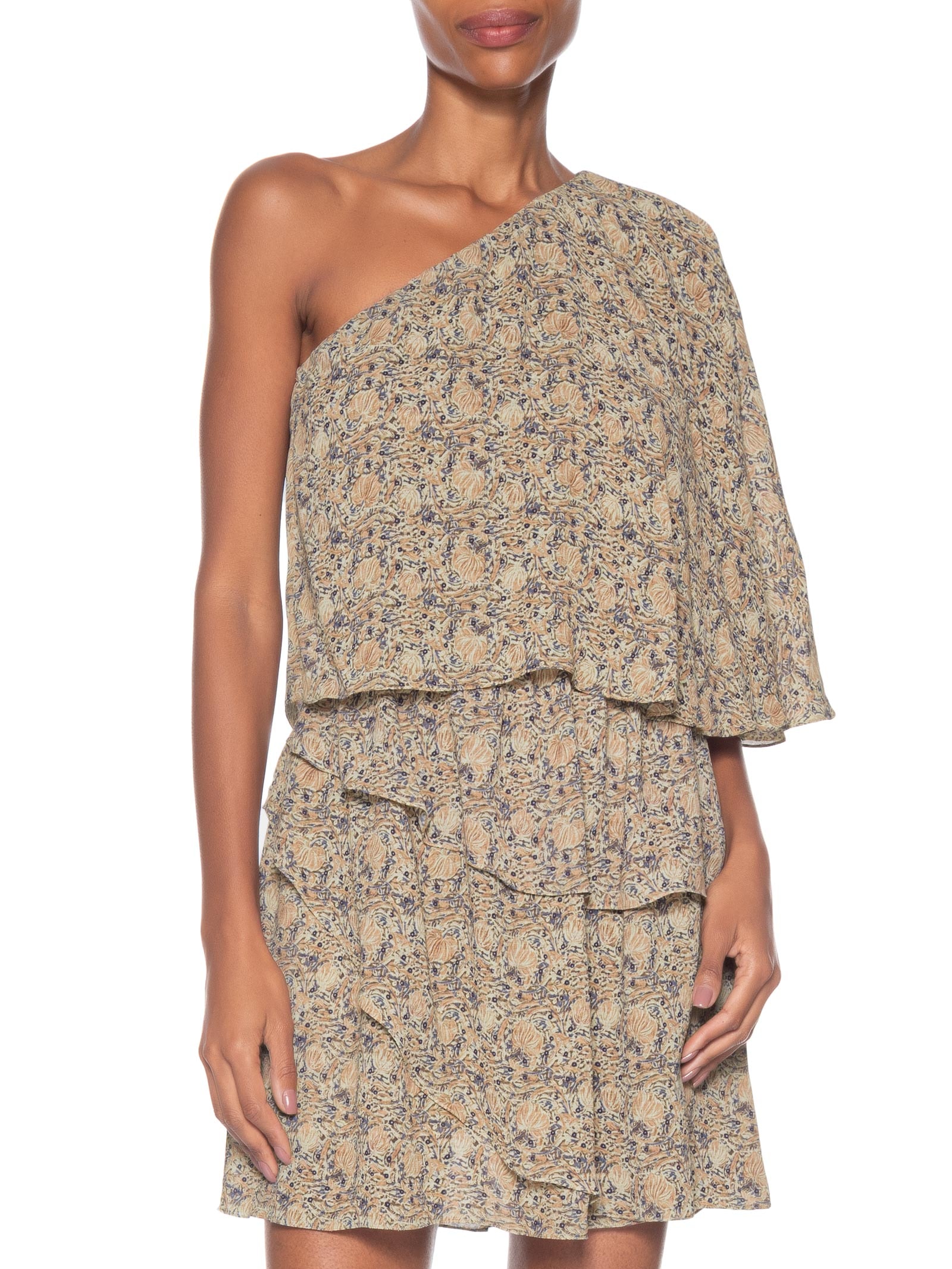 Vestido Curto Ggt Estampa Fable Bege Maria Filó