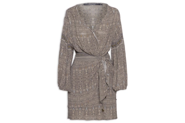 Vestido Curto GGT Estampa Olive - Cinza