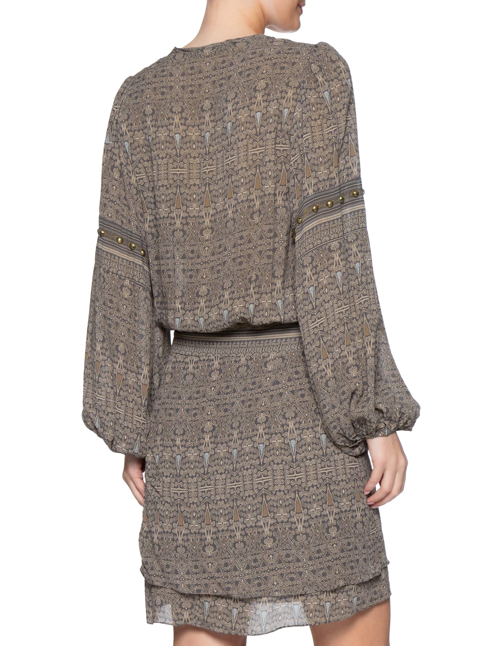 Vestido Curto GGT Estampa Olive Cinza Maria Filó