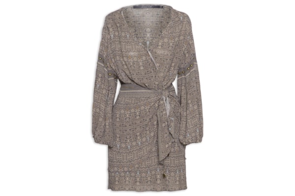 Vestido Curto GGT Estampa Olive - Cinza
