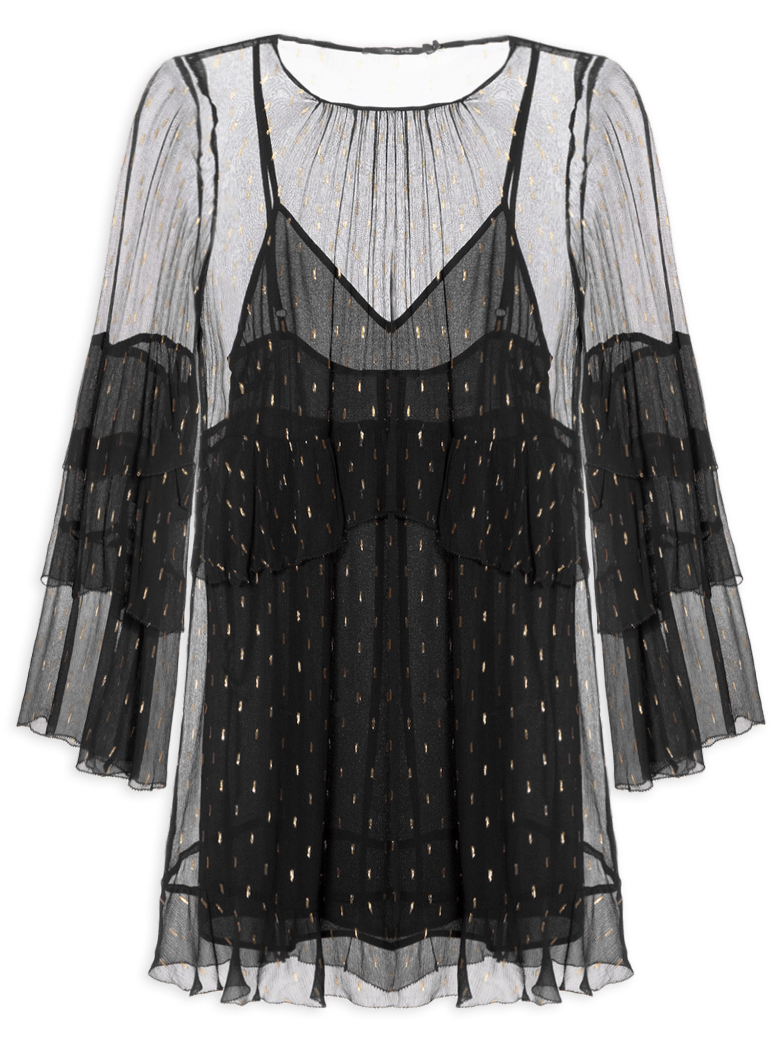Vestido Curto GGT Lurex Preto Maria Filó