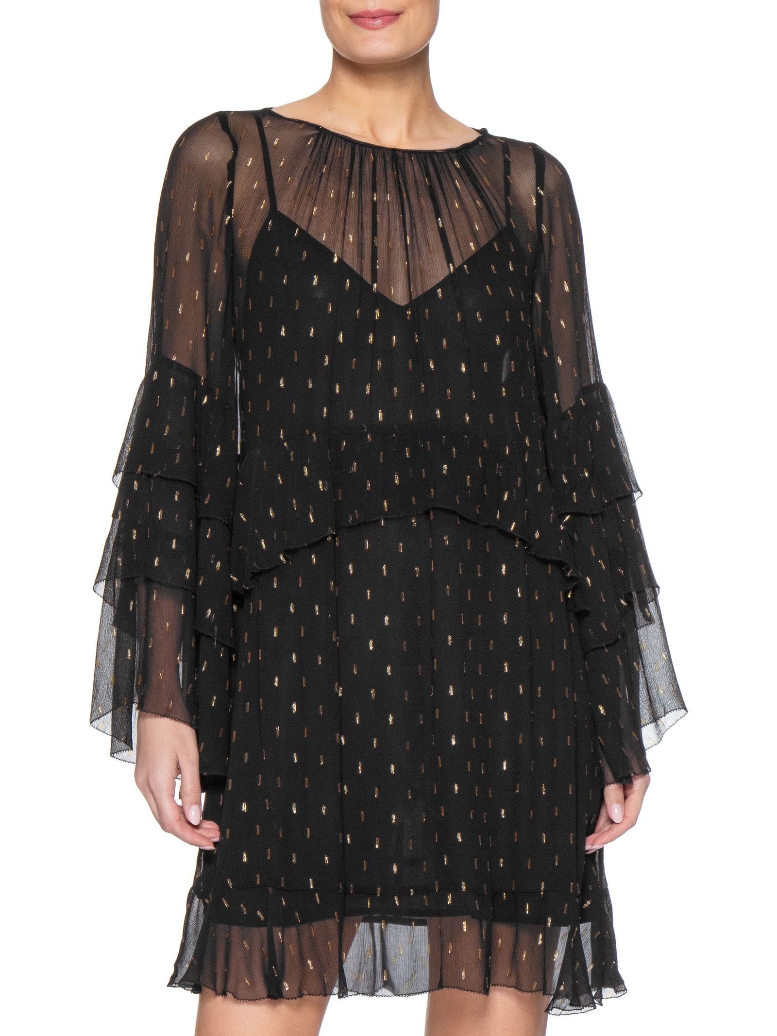 Vestido Curto GGT Lurex Preto Maria Filó