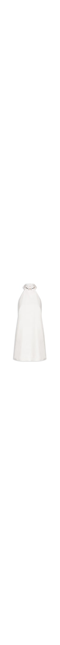 Vestido Curto Gola Cristais - Branco