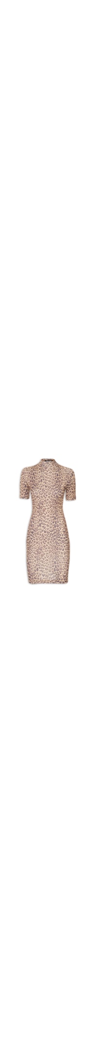 Vestido Curto Gola Japonesa - Animal Print