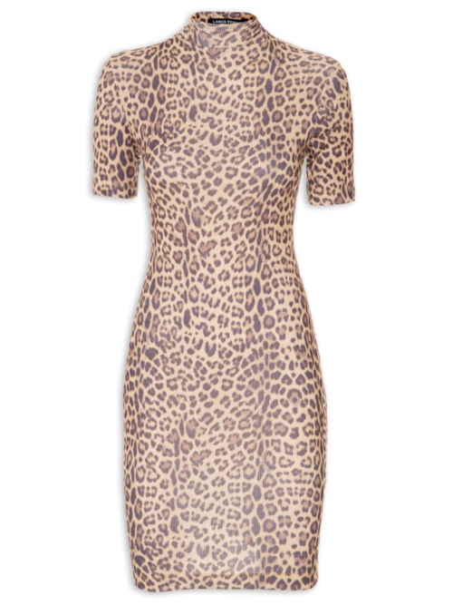 Vestido Curto Gola Japonesa – Animal Print