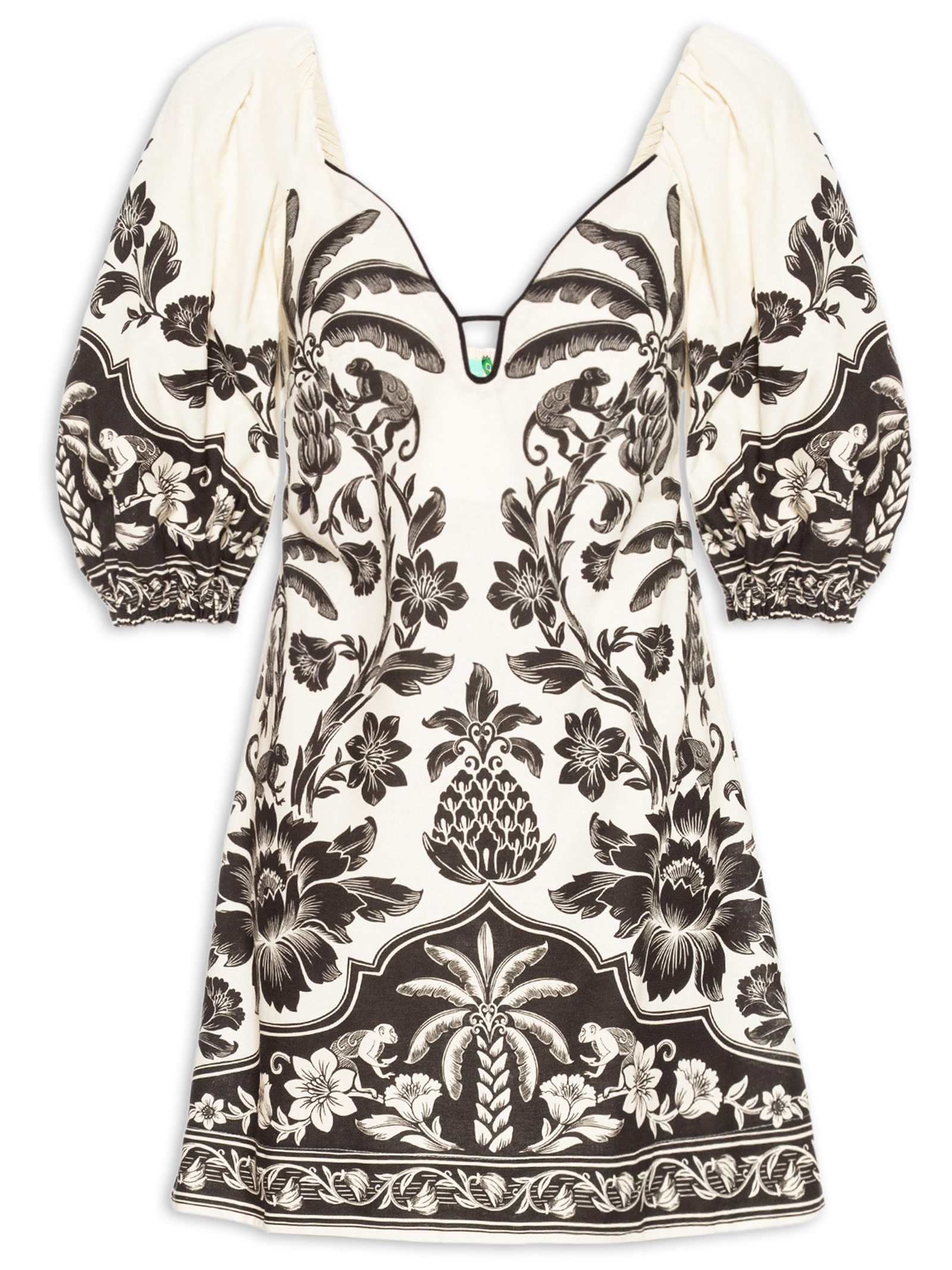 Vestido Curto Guanacaste E Branco Farm