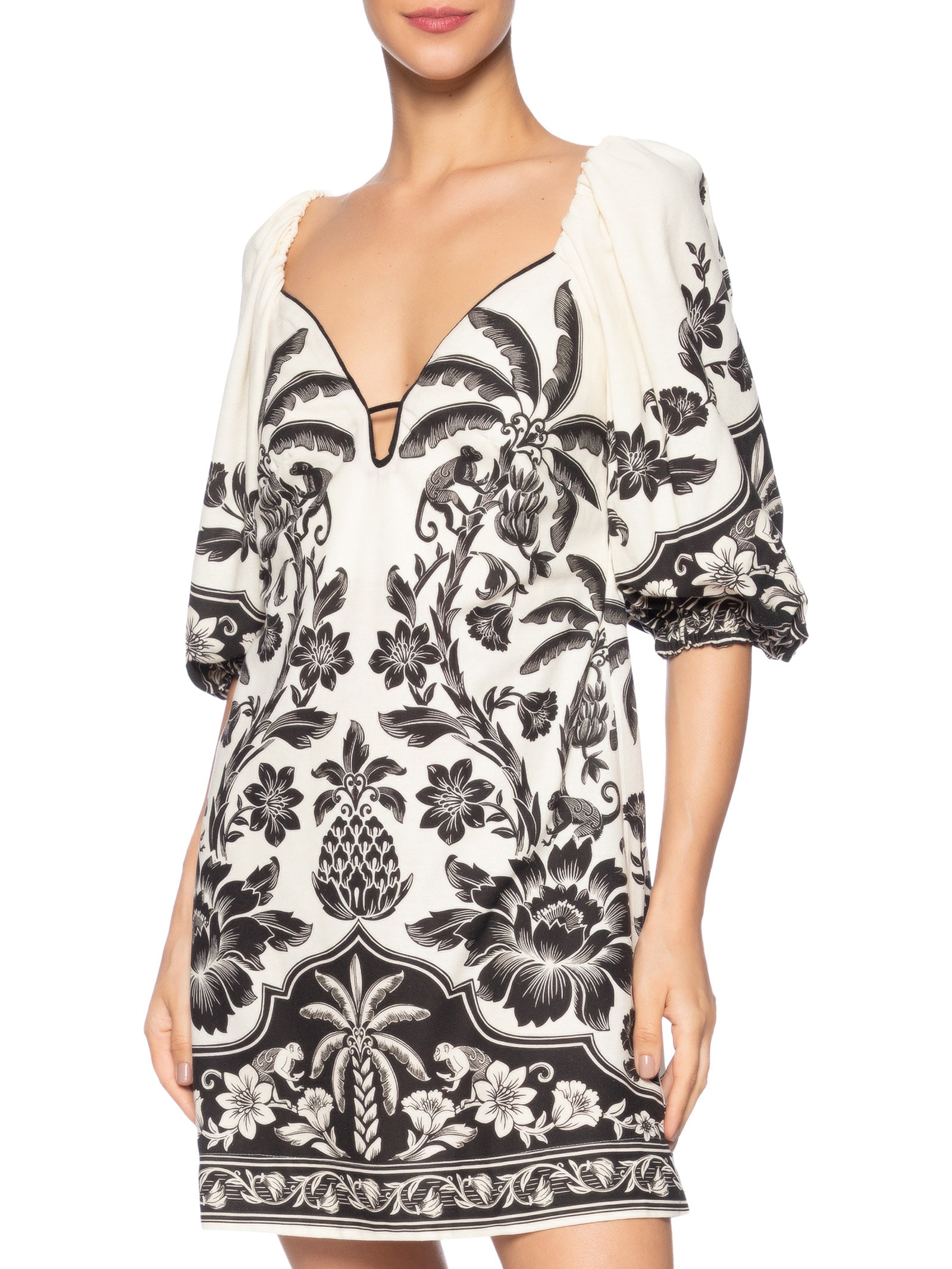 Vestido Curto Guanacaste E Branco Farm