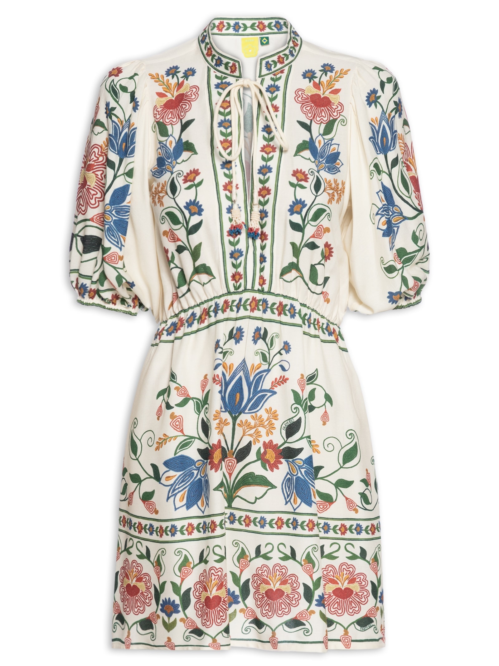 Vestido Curto Jardim Beleza Branco  Farm
