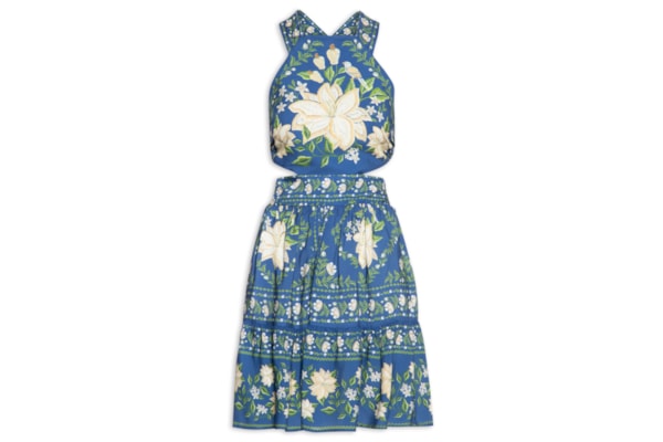 Vestido Curto Jardim de Azaleias  – Azul