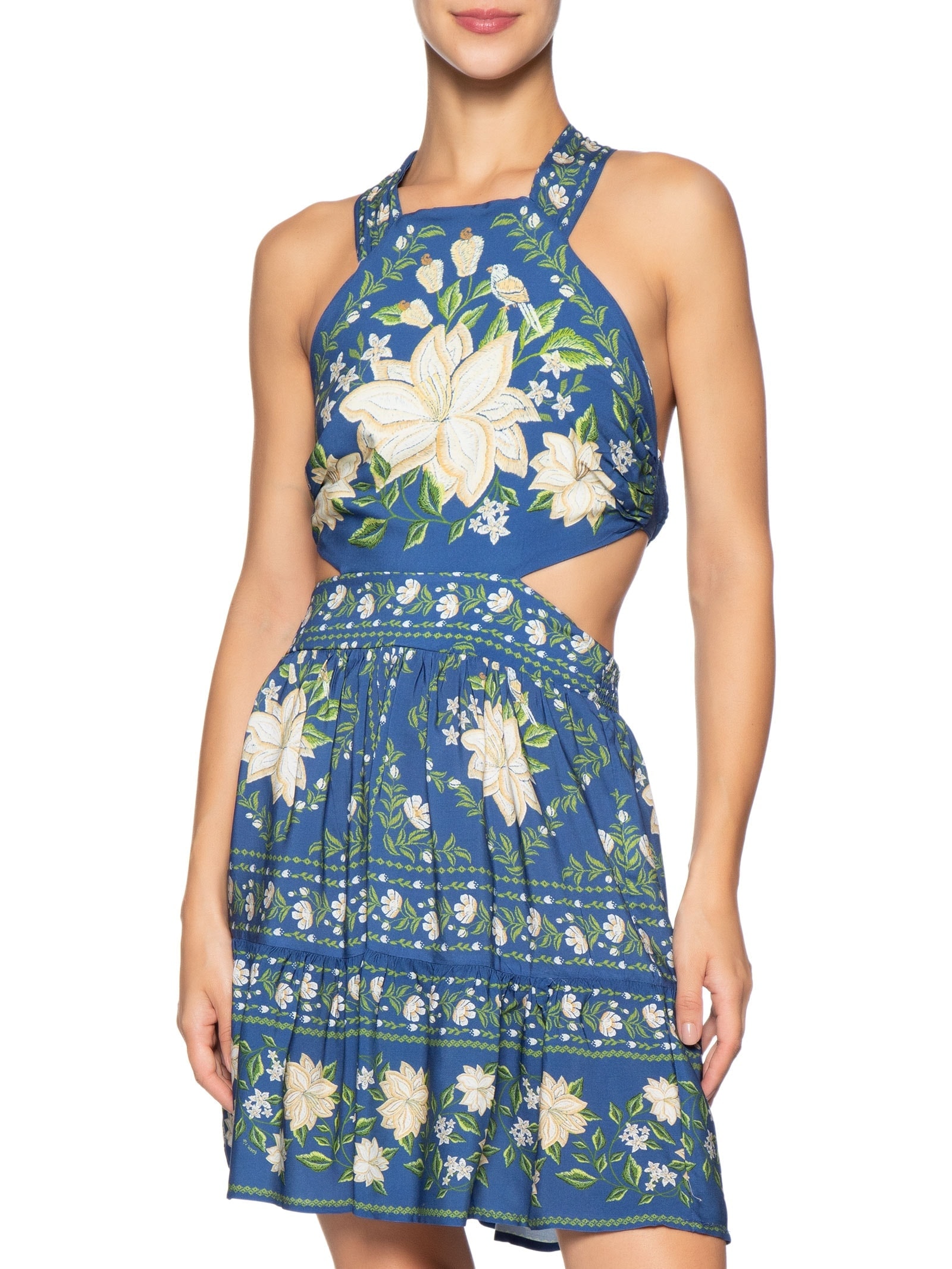 Vestido Curto Jardim de Azaleias  – Azul Farm