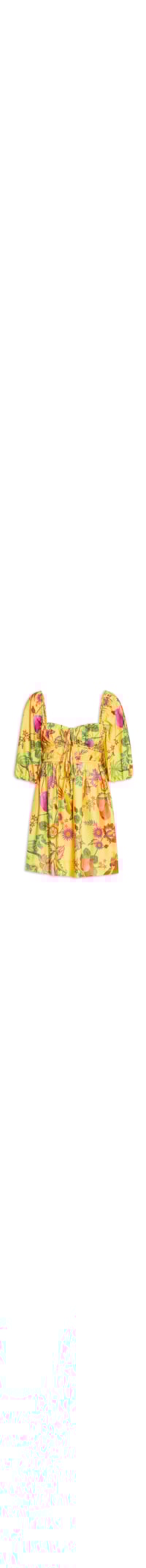 Vestido Curto Jardim De Frutas - Amarelo