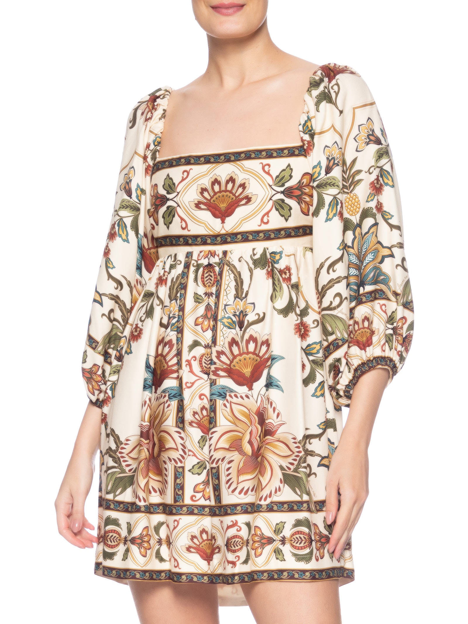 Vestido Curto Jardim Majestoso Bege  Farm