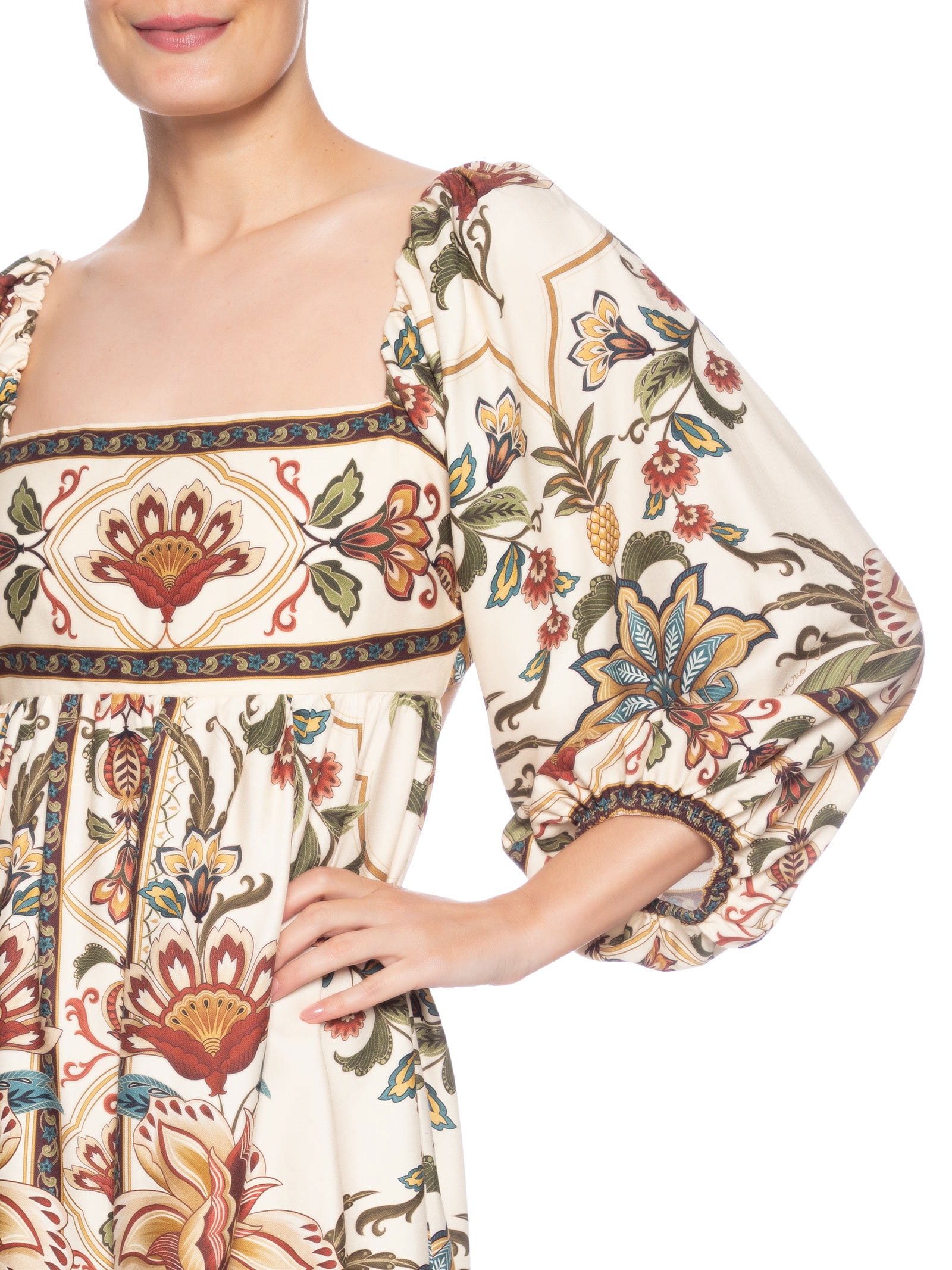 Vestido Curto Jardim Majestoso Bege  Farm