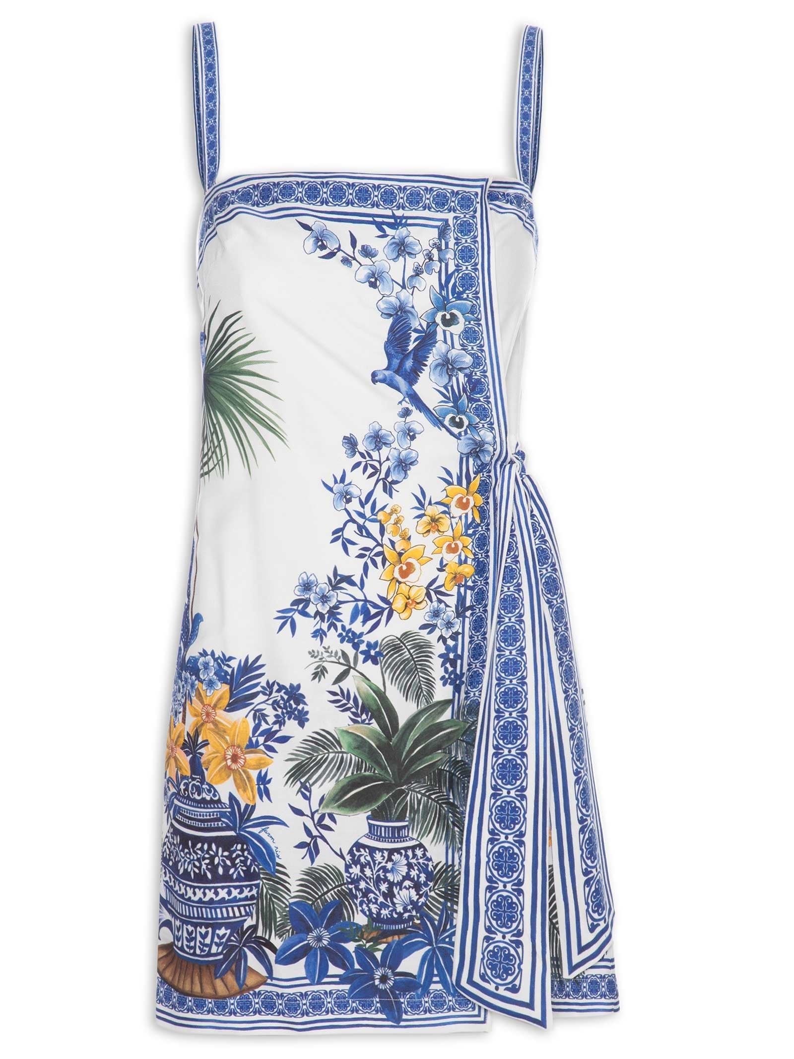 Vestido Curto Jardim Oriental Azul Farm